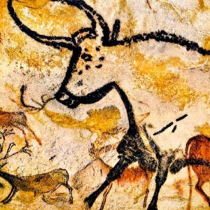 Painting of a bull on Lascaux Paleolithic cave wall--art that can be shown to criticize how we see in daily life.