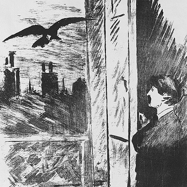 Edouard Manet's illustration for Poe's important poem "The Raven"